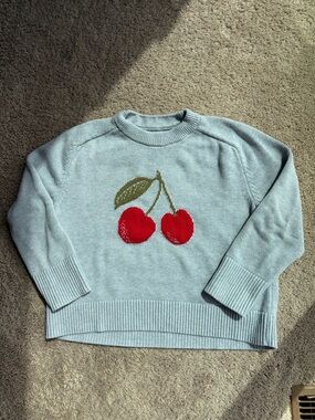 The A&F Madeline Cherry Crew Sweater | Light Gray | Women’s Medium